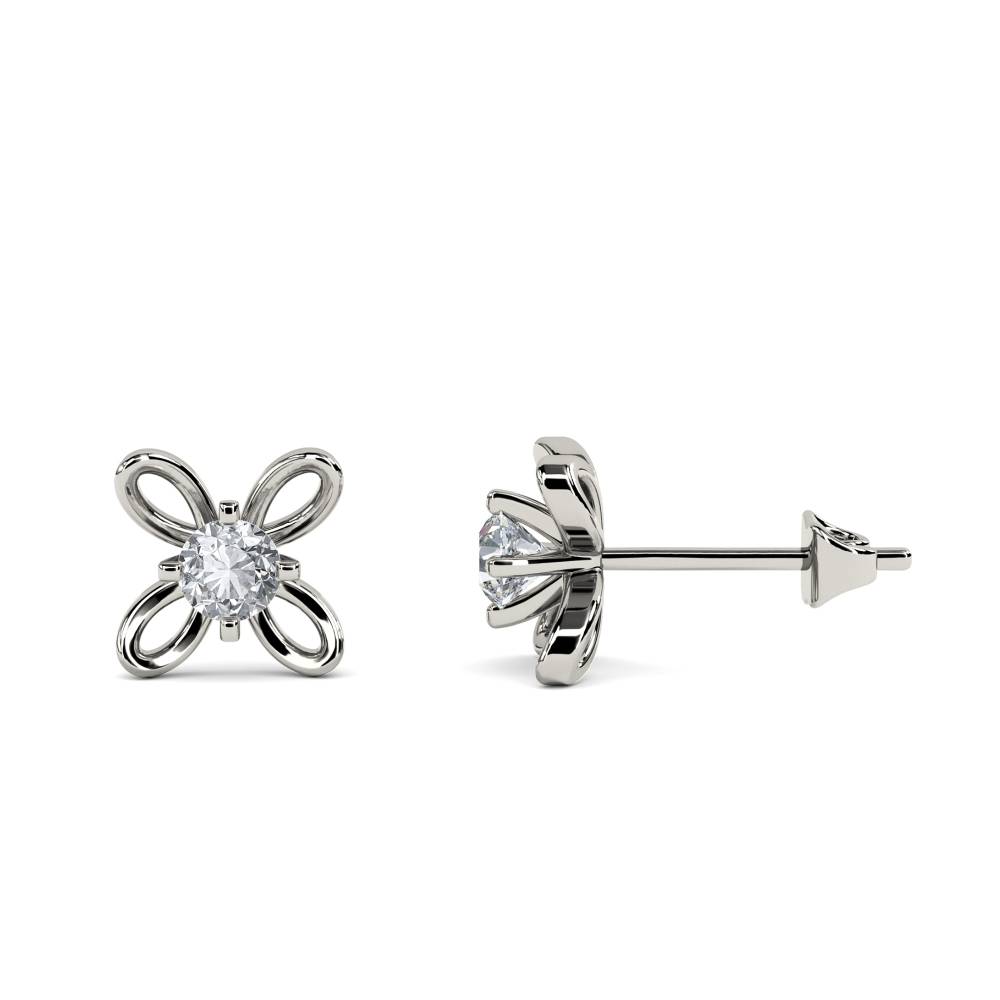 Round Flower Diamond Designer Earrings P