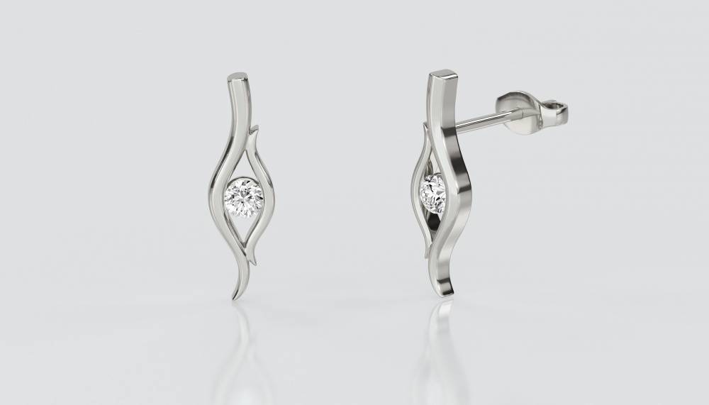 Wave Round Diamond Designer Earrings P