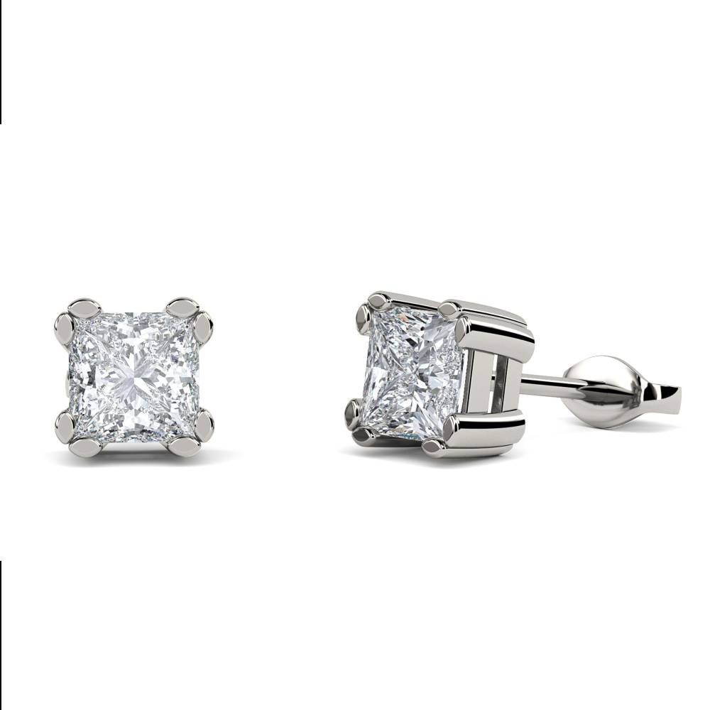 Split Petal Princess Cut Diamond Earrings P