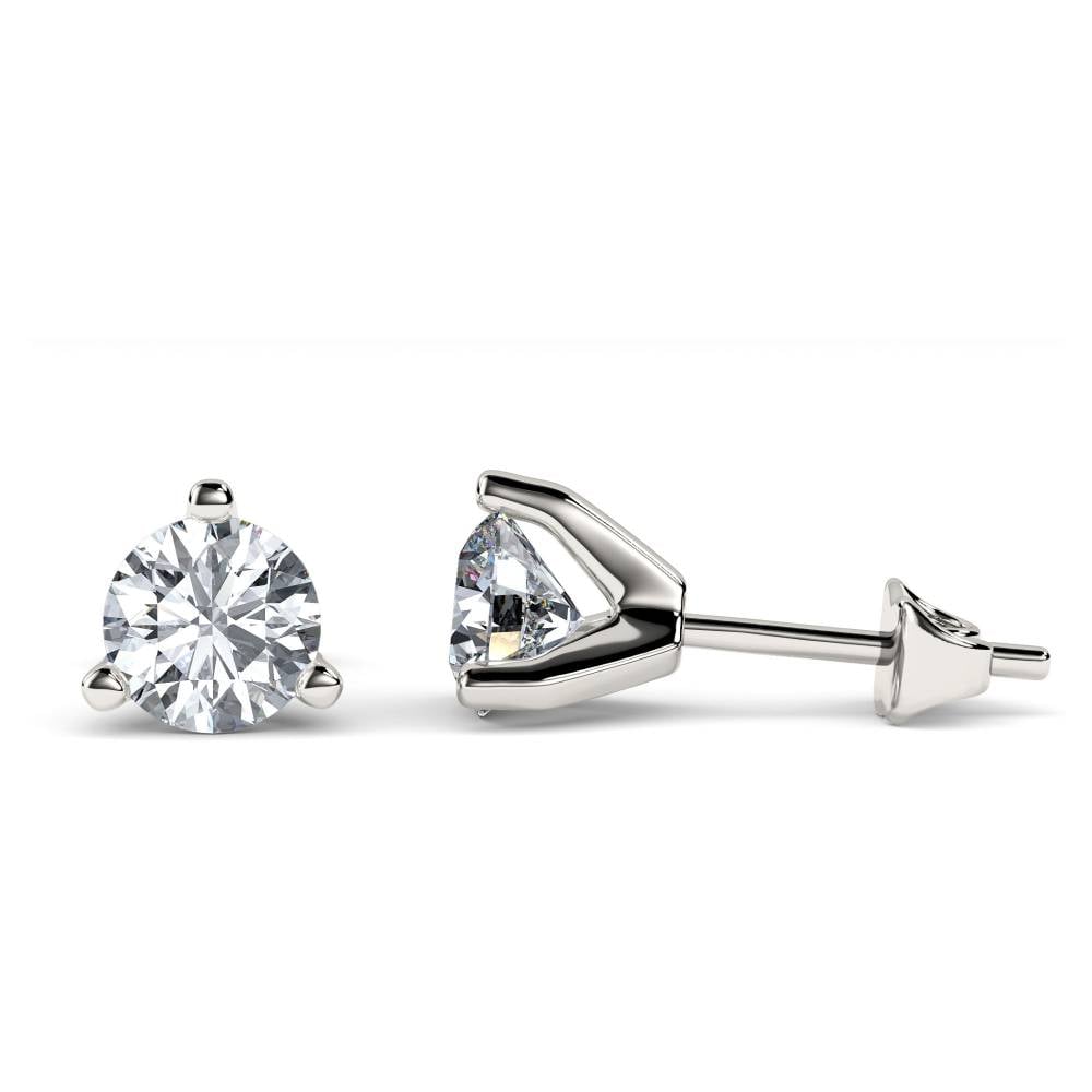 3 Claw Round Diamond Stud Earrings P