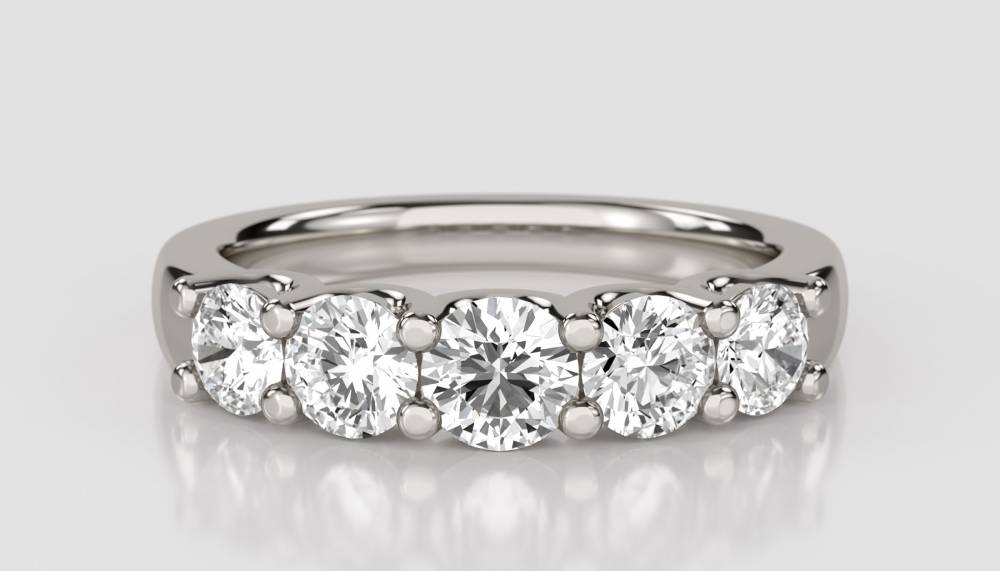 DHDOMHET20185 5 Stone Round Diamond Half Eternity Ring P