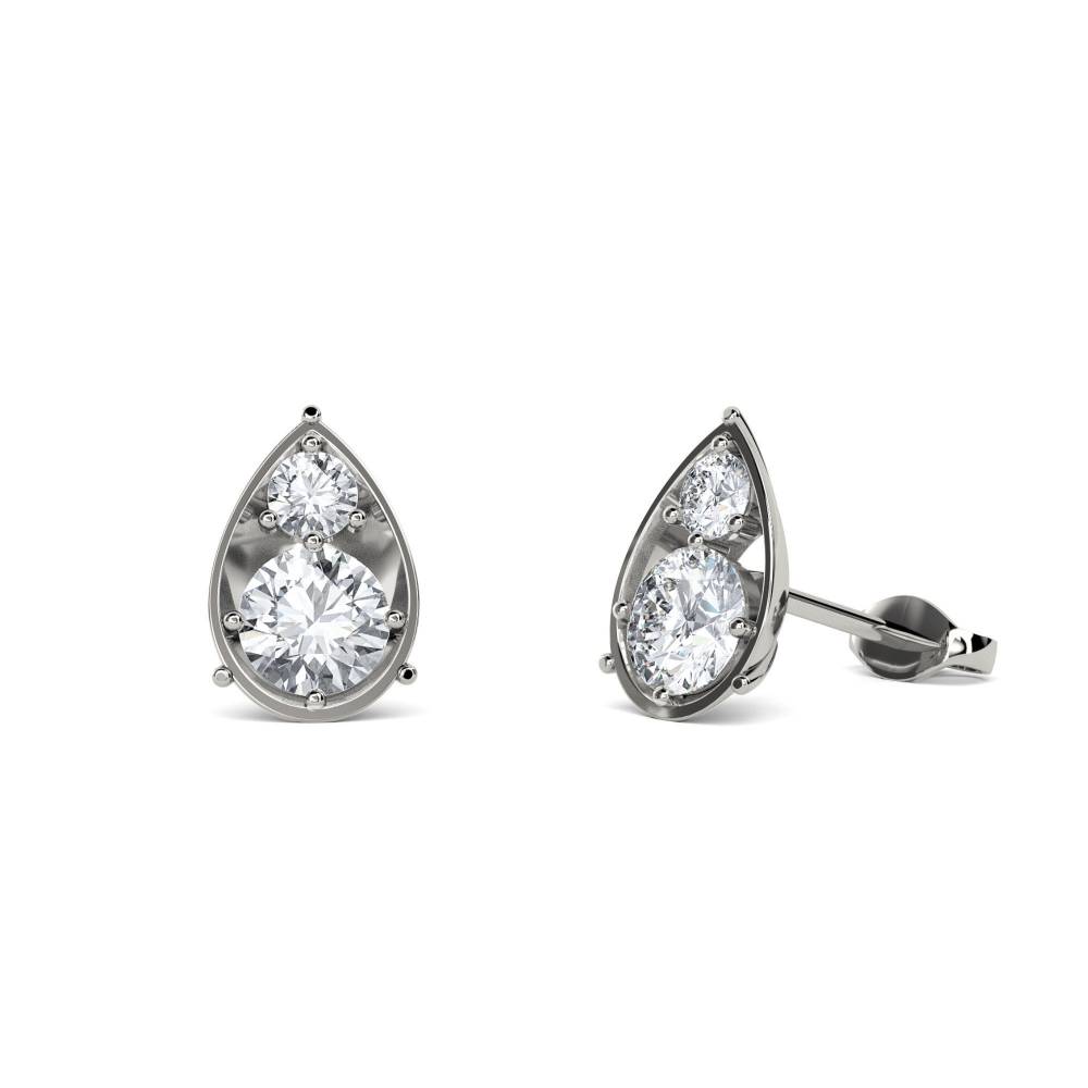 Round Diamond Pear Shaped Earrings W