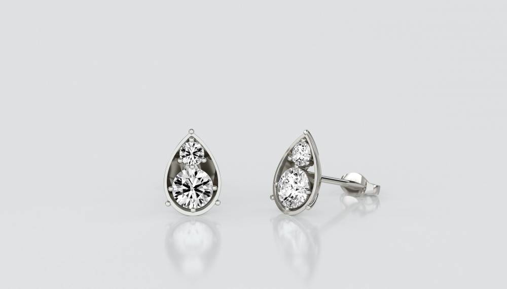 Round Diamond Pear Shaped Earrings W