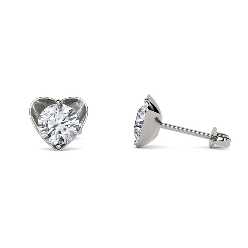 0.15 SI/G-H Round Diamond Heart Shaped Earrings W