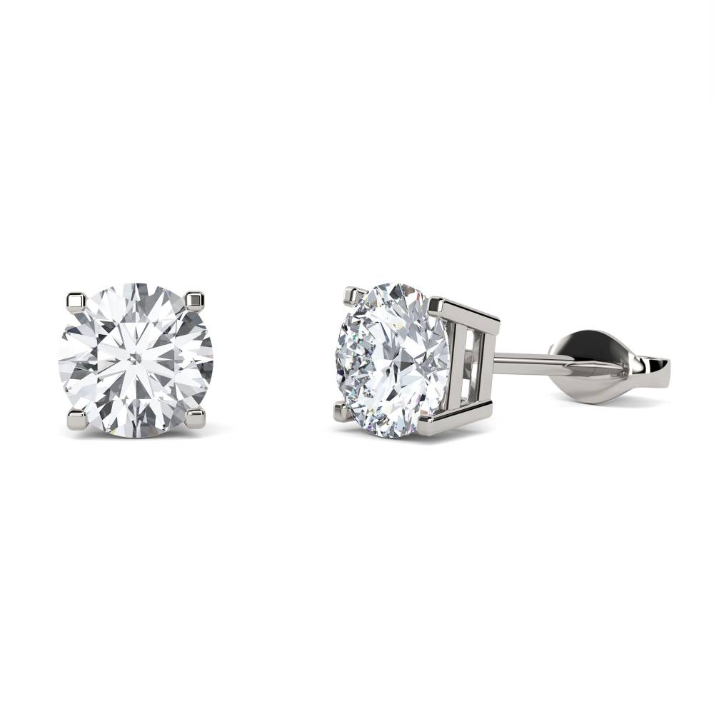 Squared Claw Round Diamond Designer Earrings P