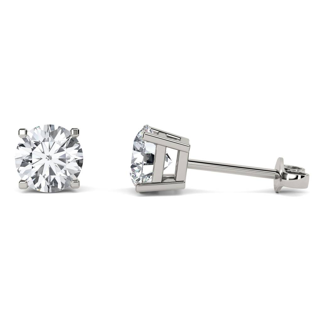 Squared Claw Round Diamond Designer Earrings P