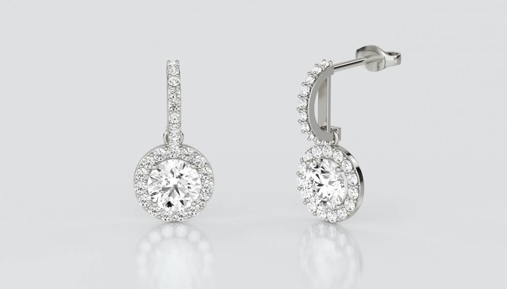 Elegant Round Diamond Single Halo Earrings P