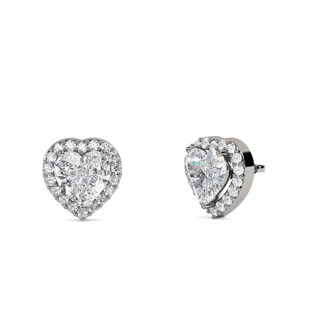 Heart Diamond Single Halo Earrings P
