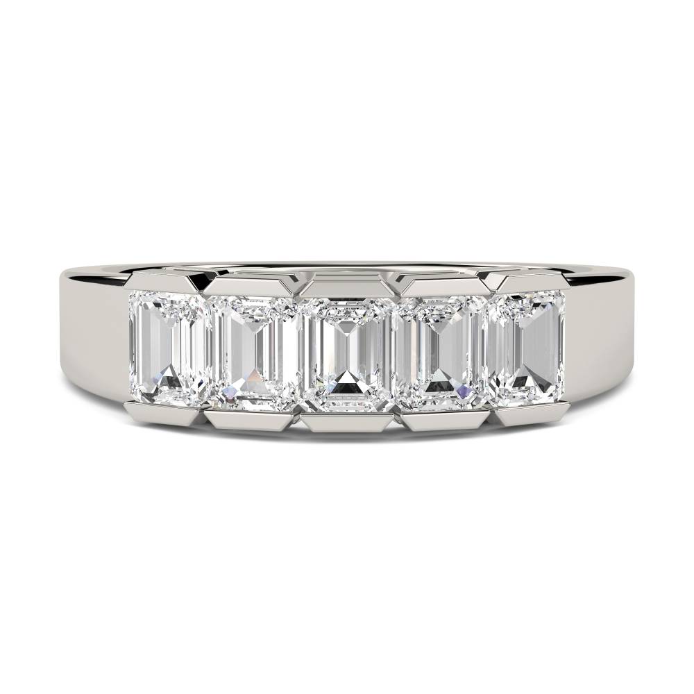 DHHET1004 5 Stone Emerald Diamond Half Eternity Ring P