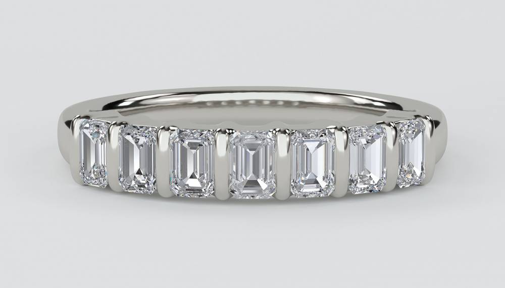 DHHET1005 7 Stone Emerald Diamond Half Eternity Ring P