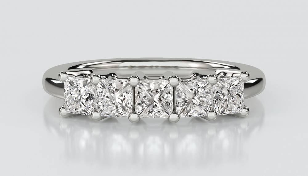 DHHET1009 5 Stone Princess Diamond Half Eternity Ring P