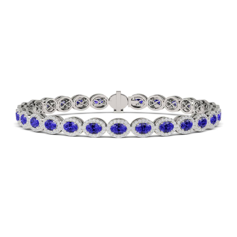 12.30ct Elegant Diamond & Blue Sapphire Tennis Bracelet P