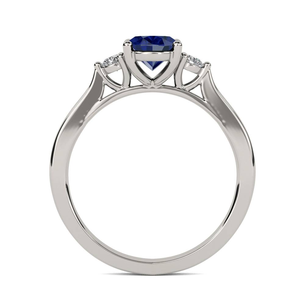 1.80ct Oval Blue Sapphire & Diamond Trilogy  Ring P