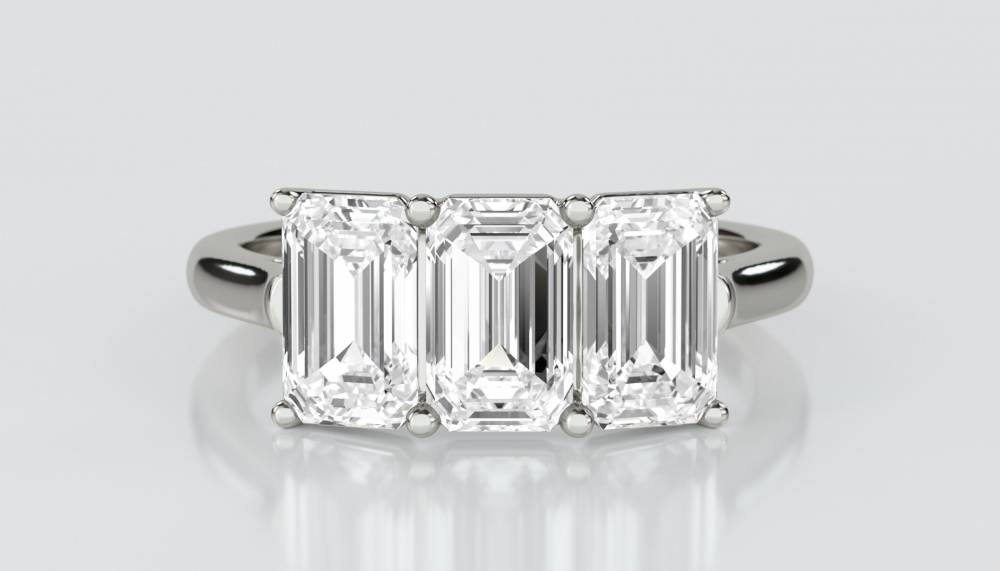 Classic Emerald Diamond Trilogy Ring P