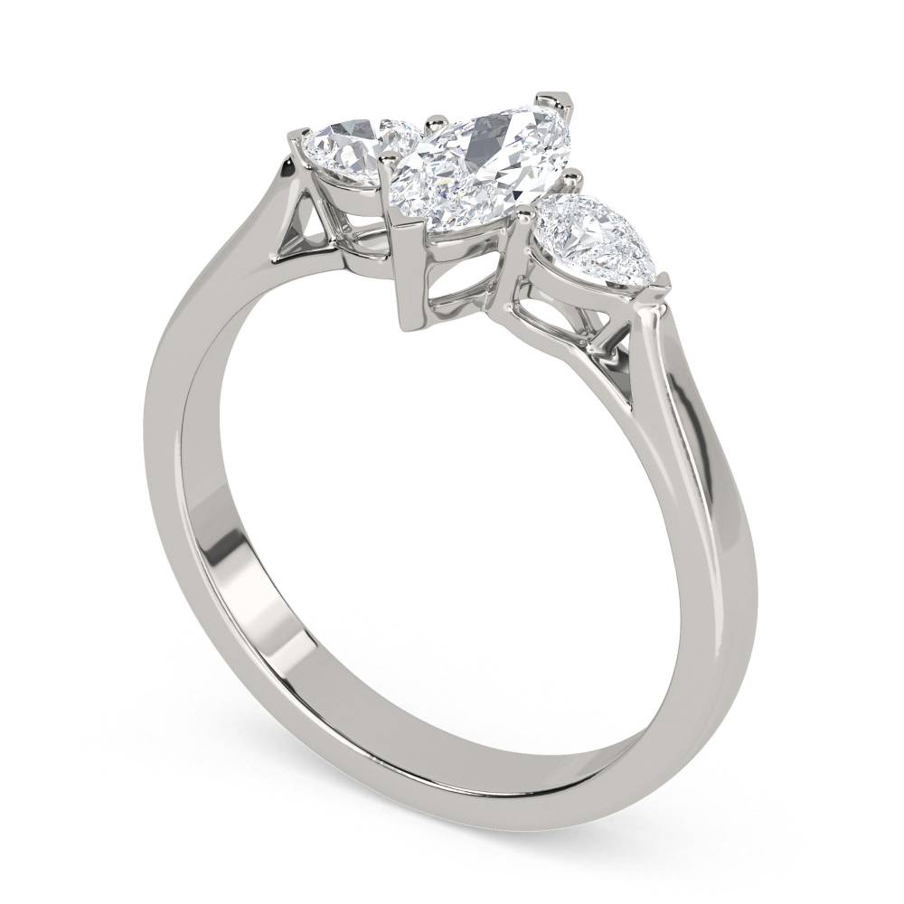 DHMT03375 Unique Marquise & Pear Diamond Trilogy Ring P