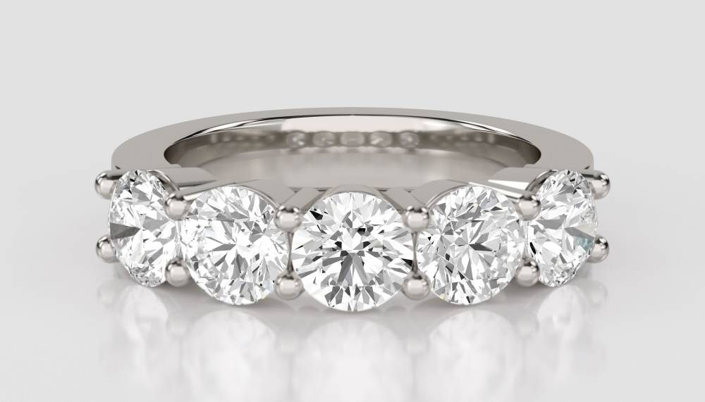 DHMT05088 5 Stone Round Diamond Half Eternity Ring P