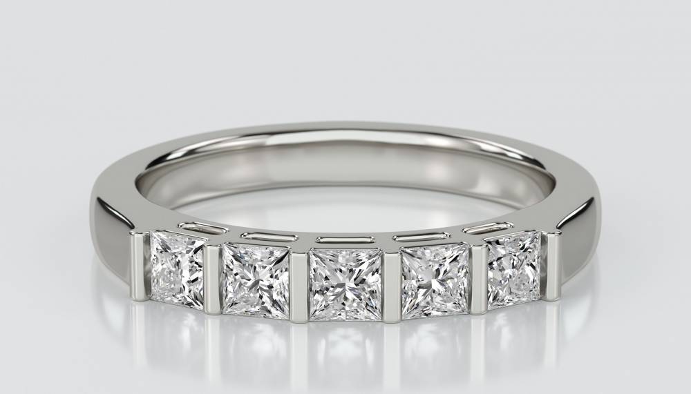 DHMT05111 5 Stone Princess Diamond Half Eternity Ring P