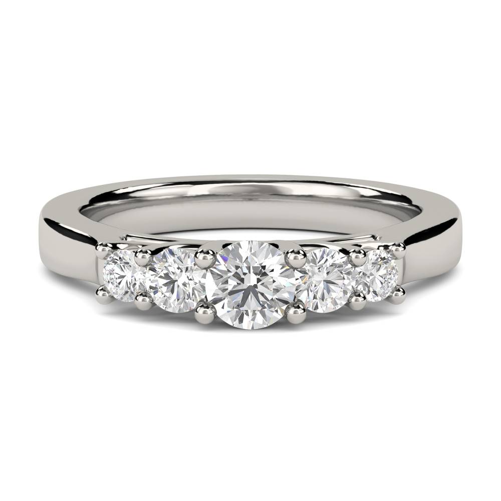 DHMT05129 5 Stone Round Diamond Half Eternity Ring Platinum
