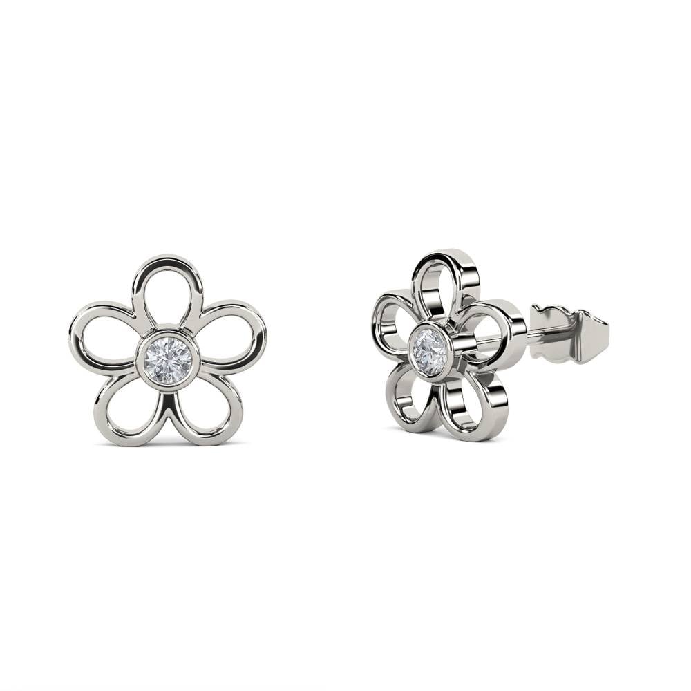 Flower Shaped Round Diamond Set Earrings P
