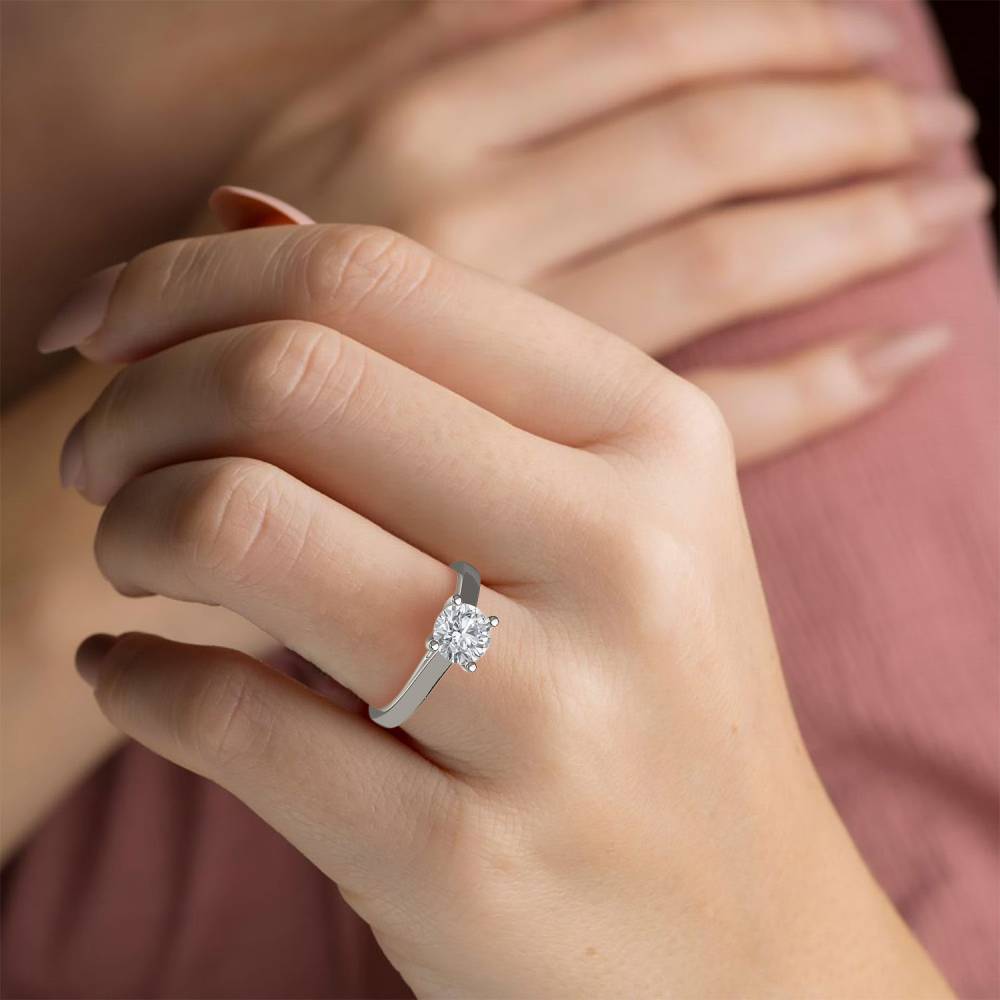 Unique Crossover Round Diamond Engagement Ring P