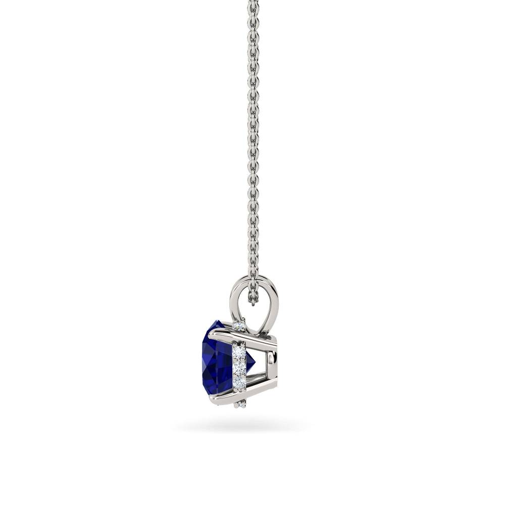 Round Blue Sapphire Diamond Pendant P