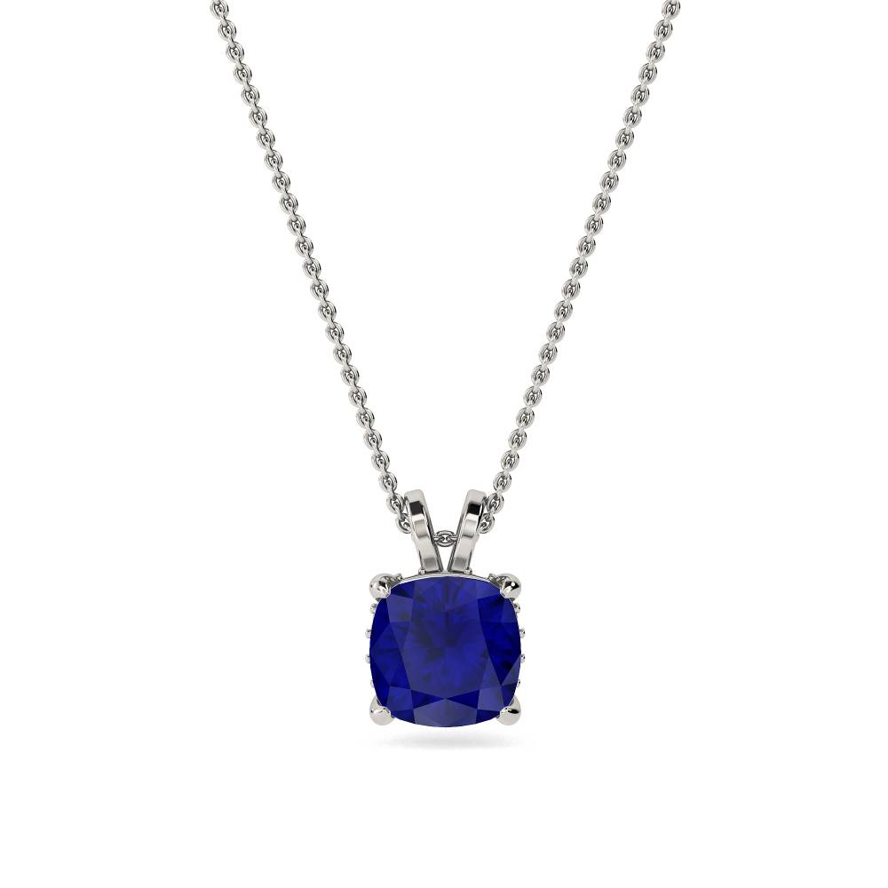 Cushion Blue Sapphire Diamond Pendant P