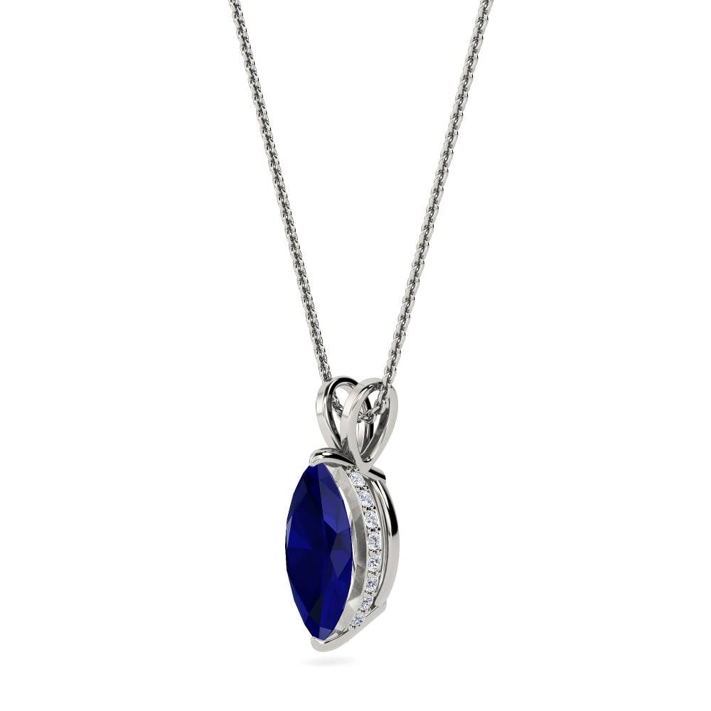 Marquise Blue Sapphire Diamond Pendant P