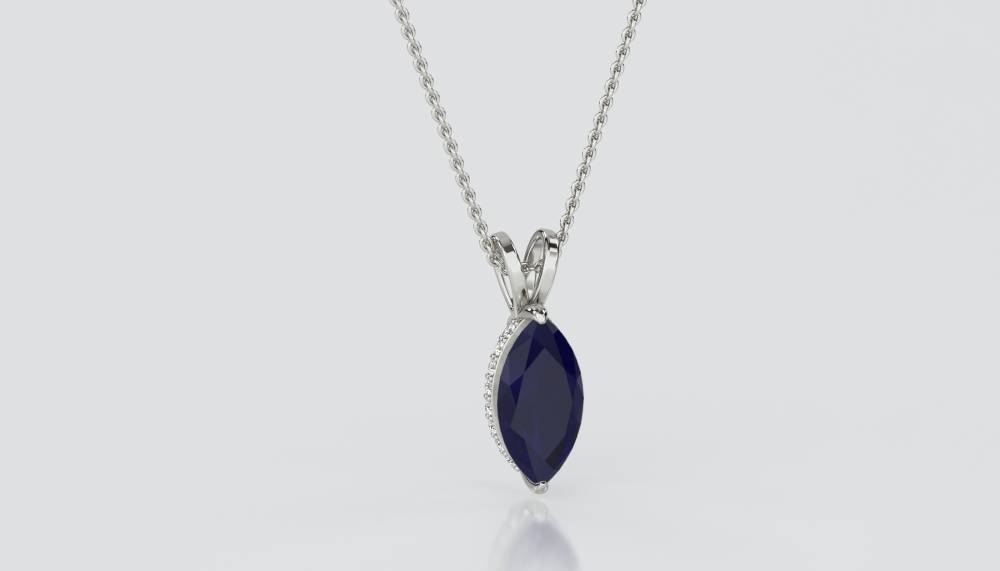 Marquise Blue Sapphire Diamond Pendant P