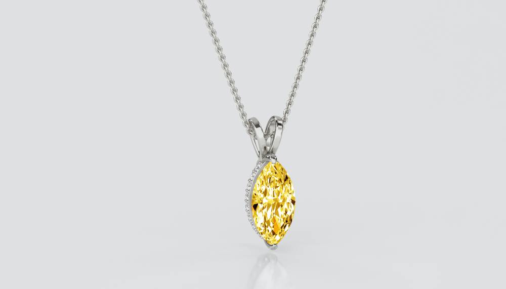 Marquise Yellow Diamond Solitaire Pendant P