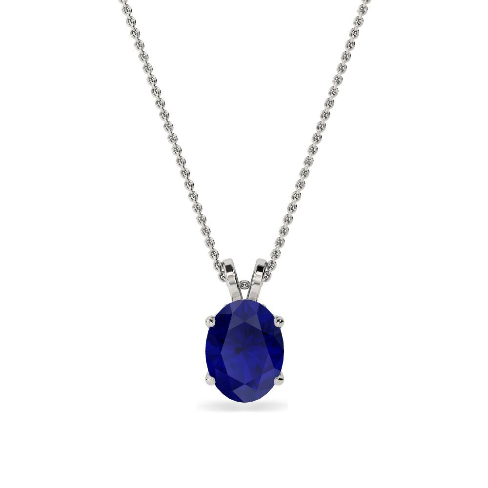 Oval Blue Sapphire Diamond Pendant P