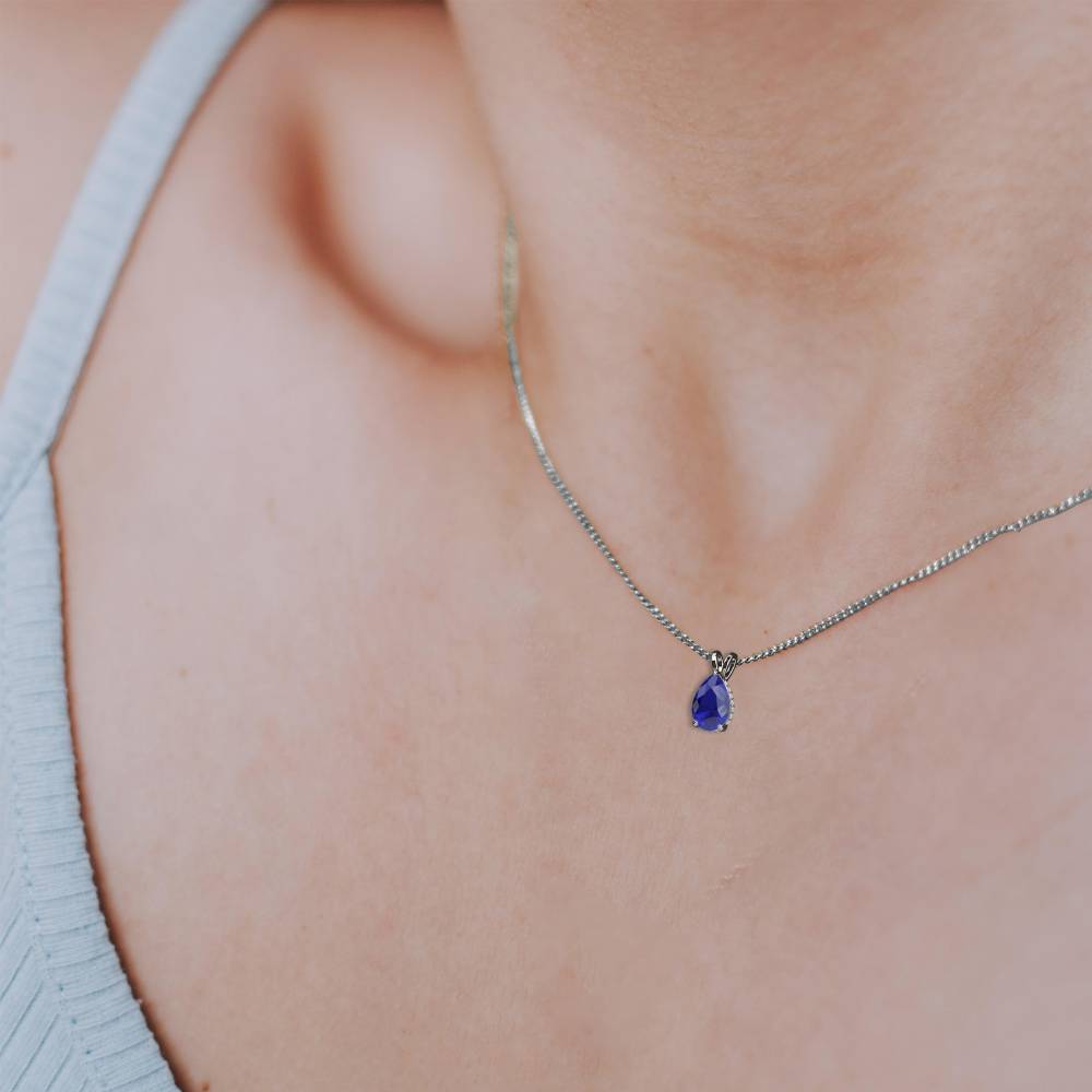 Pear Blue Sapphire Diamond Pendant P
