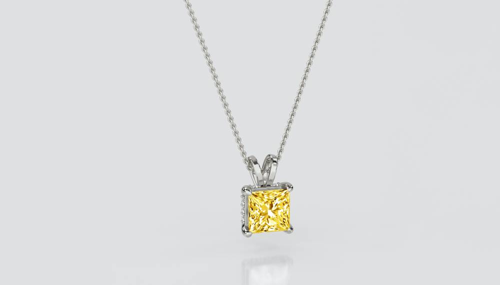 Princess Yellow Diamond Solitaire Pendant P