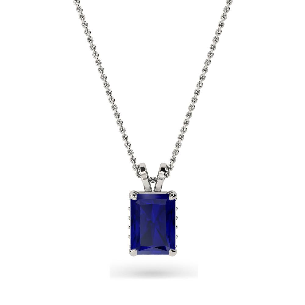 Radiant Blue Sapphire Diamond Pendant P