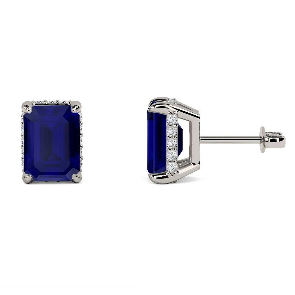 Emerald Blue Sapphire Diamond Earrings P