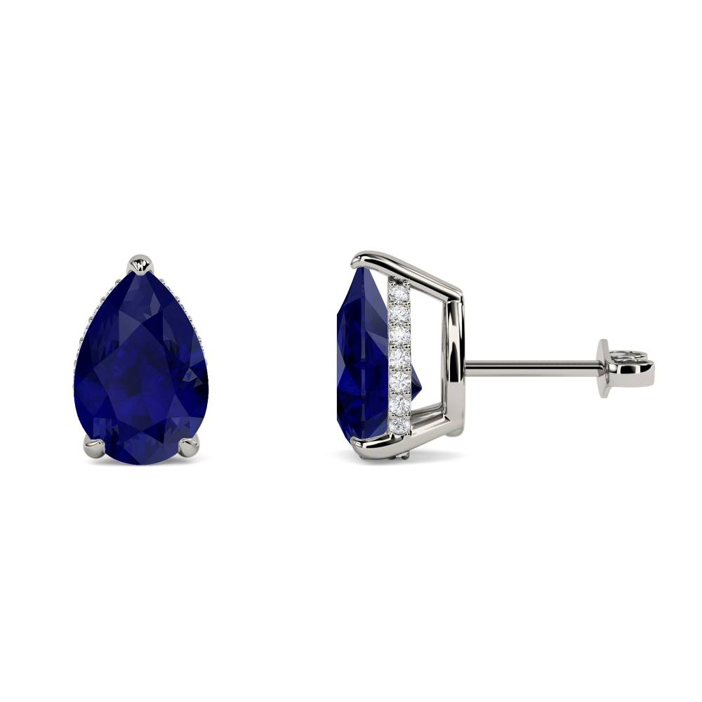 Pear Blue Sapphire Diamond Earrings P