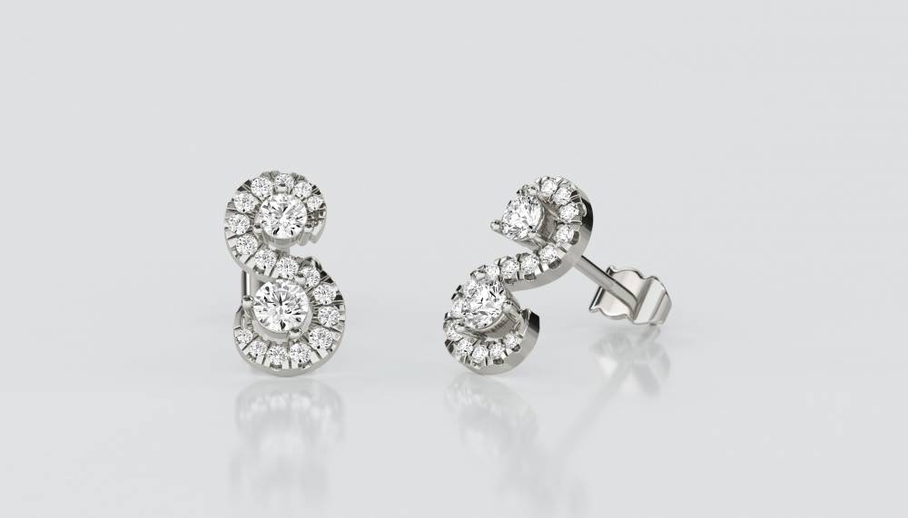 Swirling Round Diamond Designer Earrings P