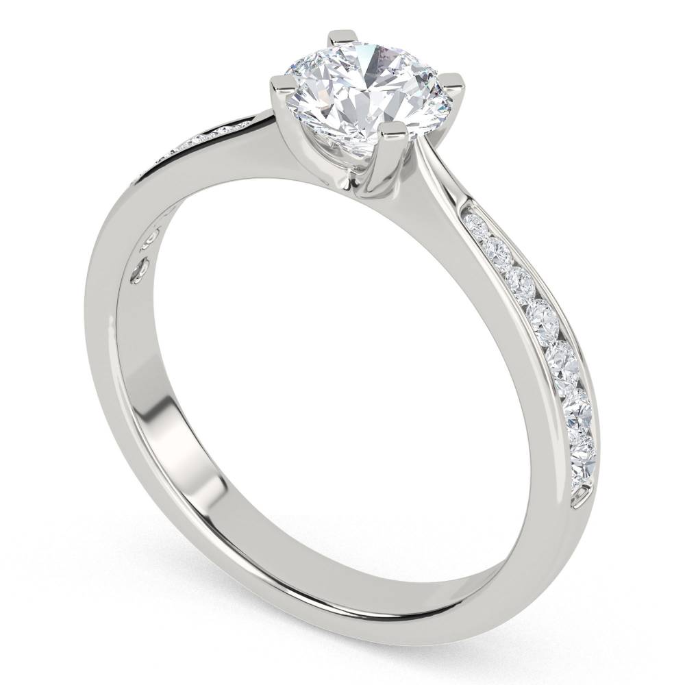 Round Shoulder Set Diamond Engagement Ring P