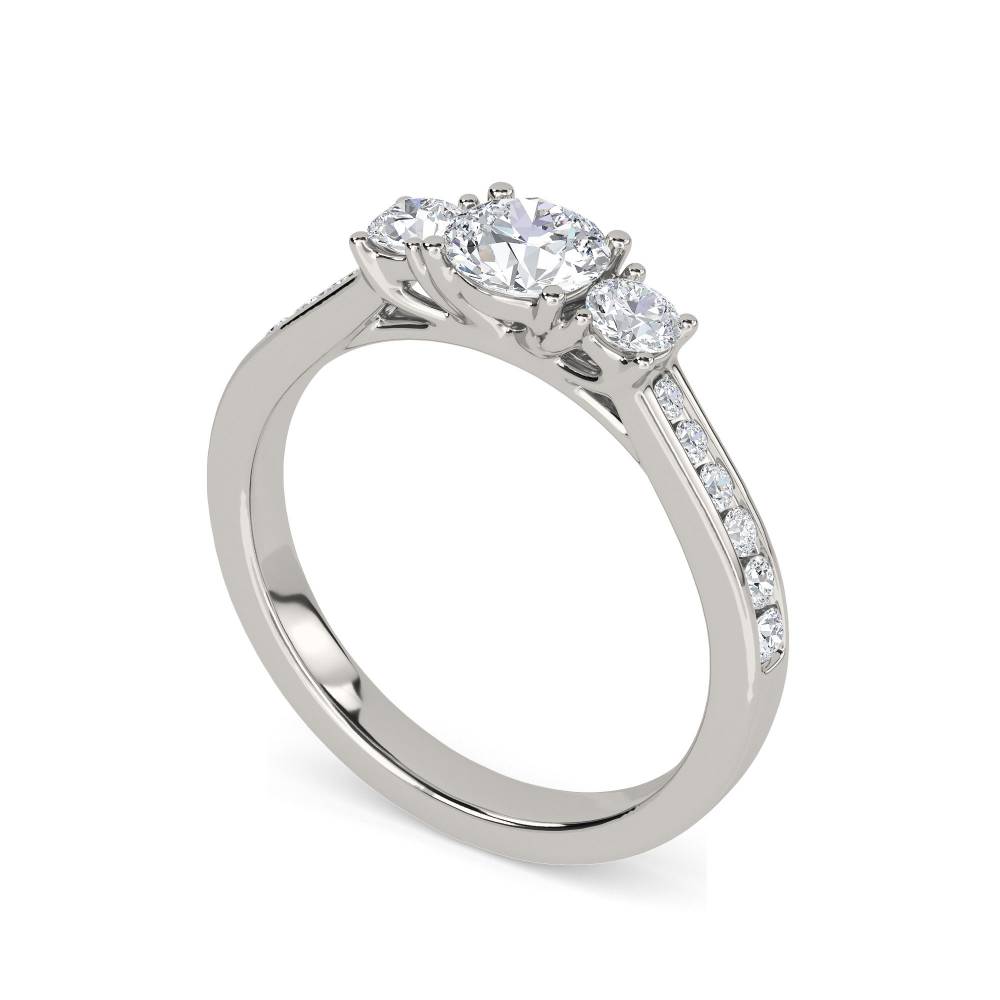 DHRX3177 3 Round Stone Diamond Ring With Shoulder Diamonds P