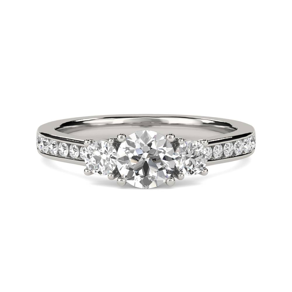 DHRX3177 3 Round Stone Diamond Ring With Shoulder Diamonds P