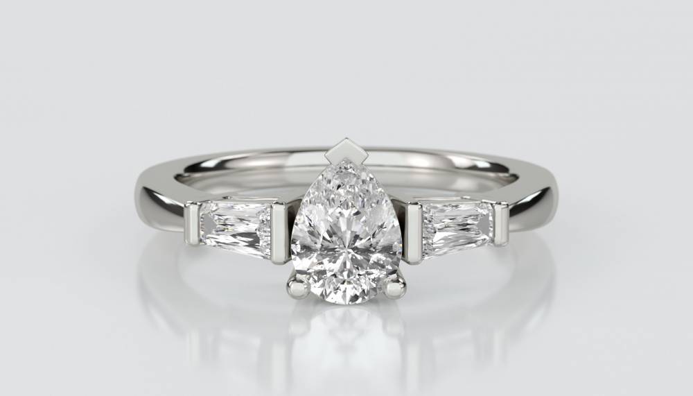DHRX3312 Modern Pear & Baguette Diamond Trilogy Ring P