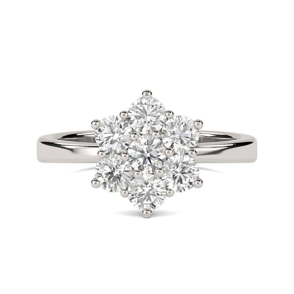 Elegant Round Diamond Flower Cluster Ring P
