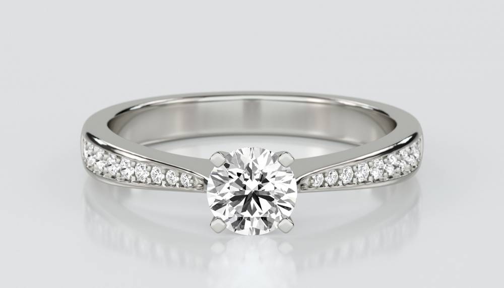 Round Shoulder Set Diamond Engagement Ring P