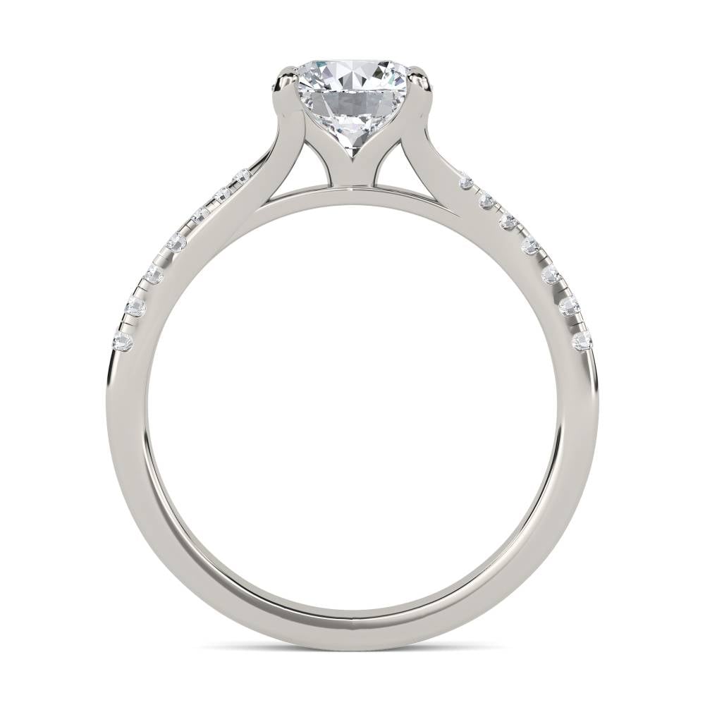 Stylish Round Shoulder Set Diamond Engagement Ring P