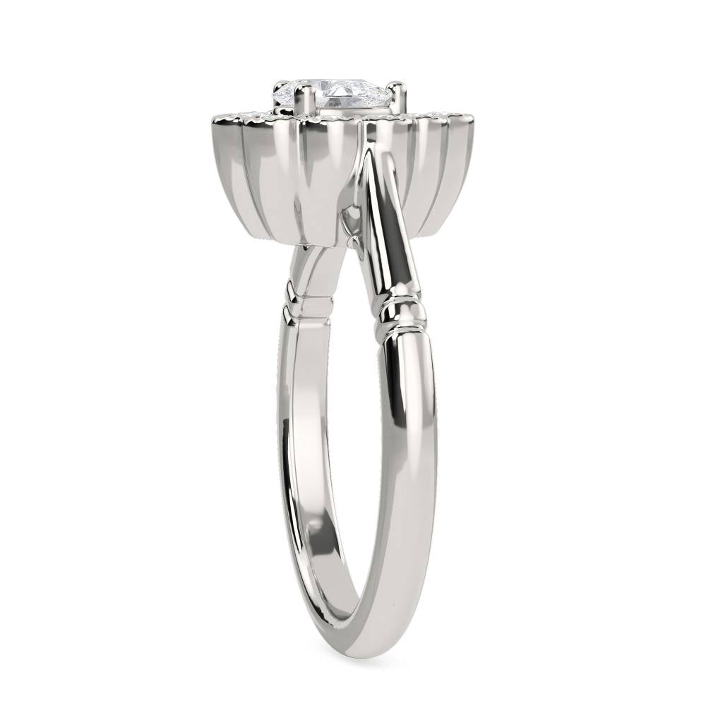 Pear Diamond Milgrain Set Designer Ring P