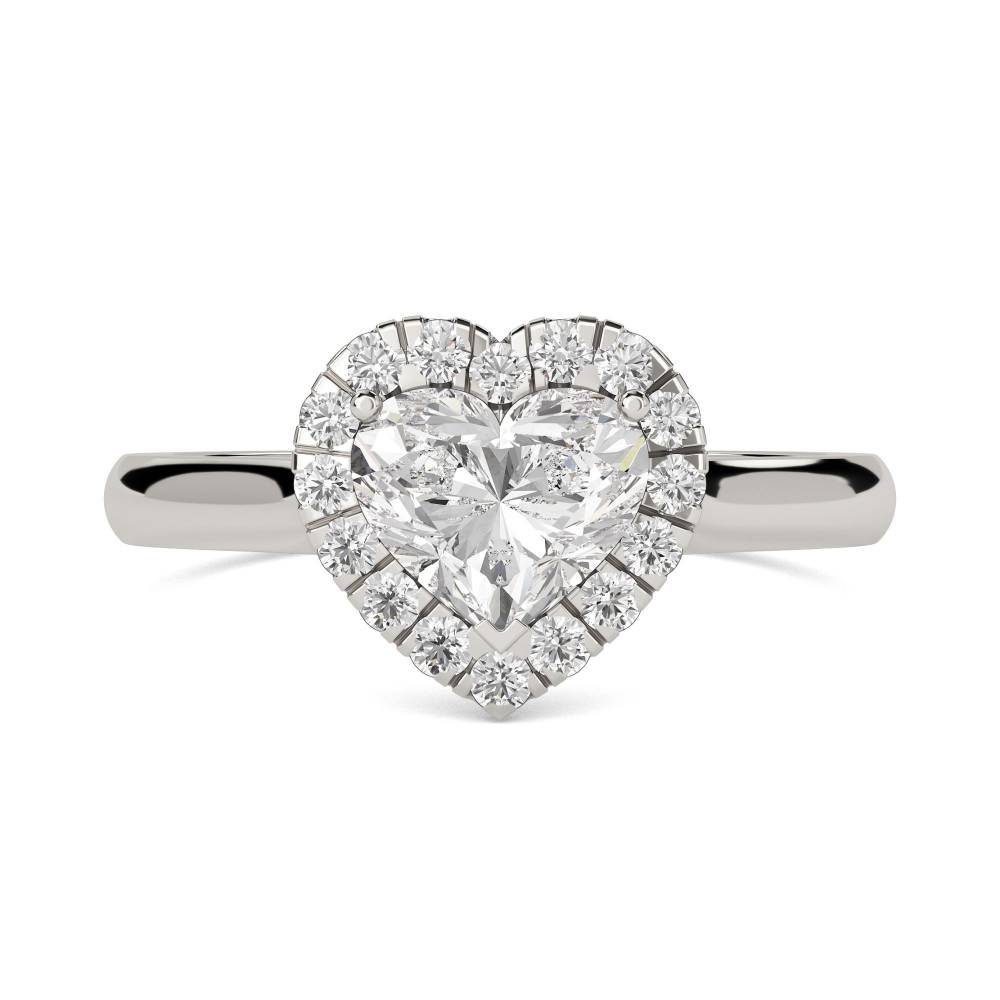 Modern Heart Diamond Single Halo Ring P