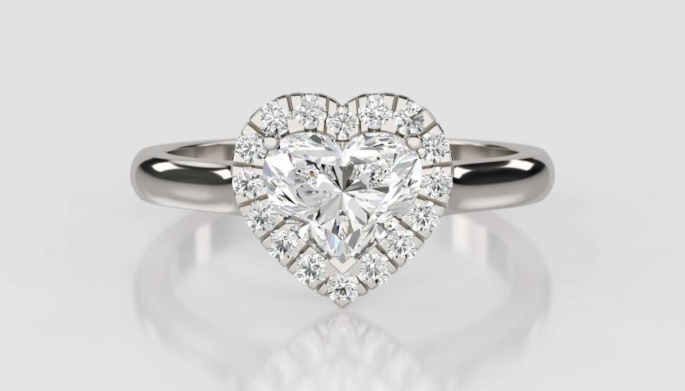Modern Heart Diamond Single Halo Ring P