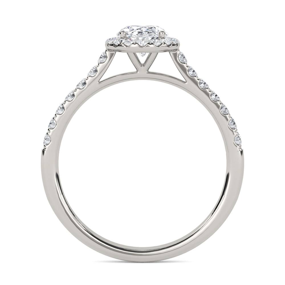 Oval Diamond Single Halo Shoulder Set Ring P