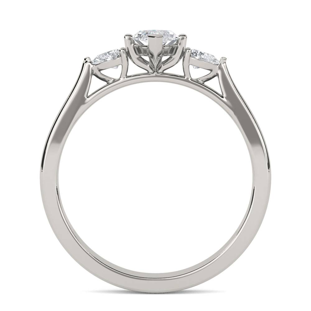 DHRX6609 Unique Marquise & Pear Diamond Trilogy Ring P