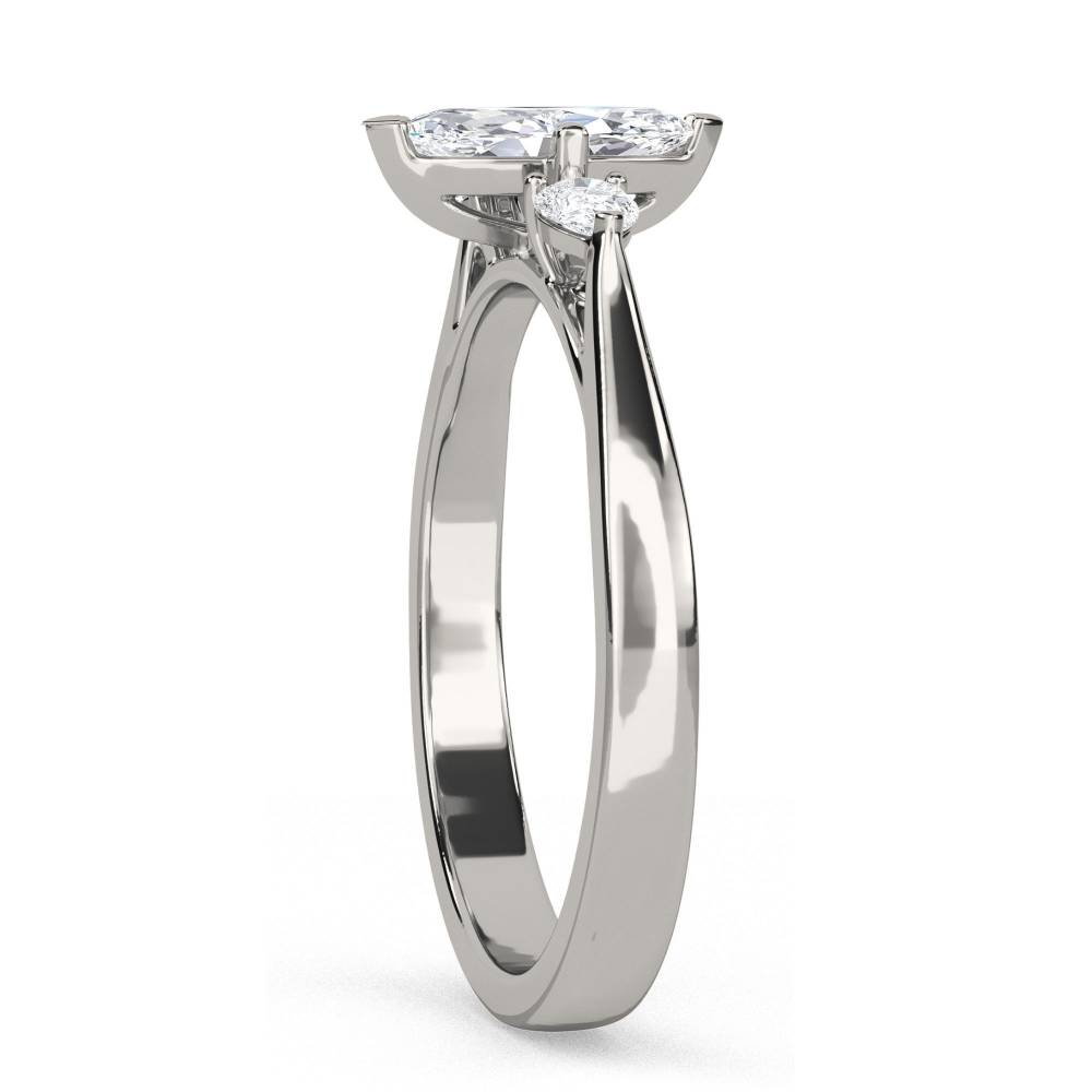 DHRX6609 Unique Marquise & Pear Diamond Trilogy Ring P