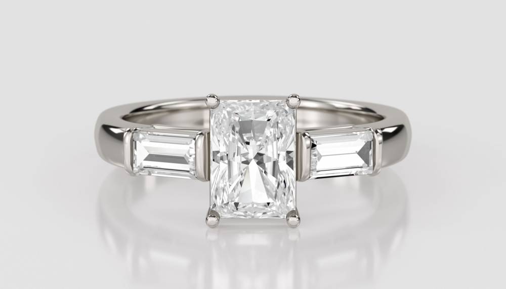 DHRX6610 Elegant Radiant & Baguette Diamond Trilogy Ring P